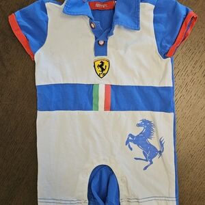 Ferrari Infant Romper in Blue and White